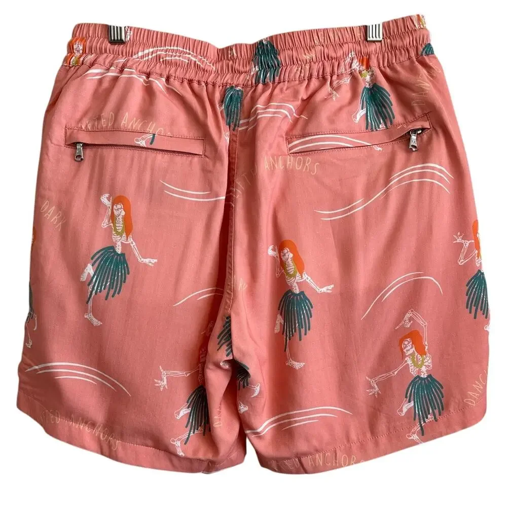 Lifted Anchors “Dancing in the Dark” Skeleton Hula Shorts‎ |Size S Men's NWT